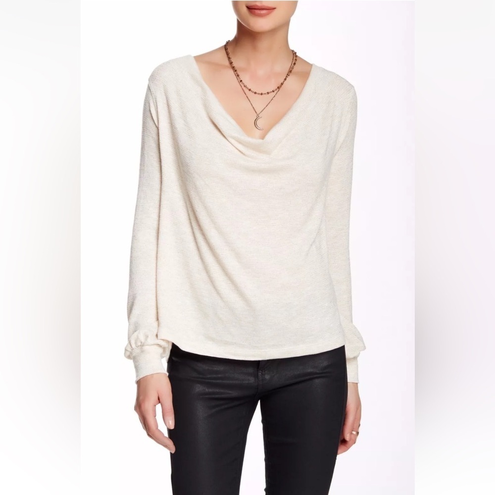 Free People - Palmer Shimmer Striped Cowl Neck Knit Top